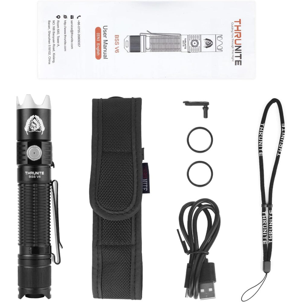 ThruNite BSS V6 'Black Scout Survival' 2000 Lumen Rechargeable EDC Flashlight - 259 Metres