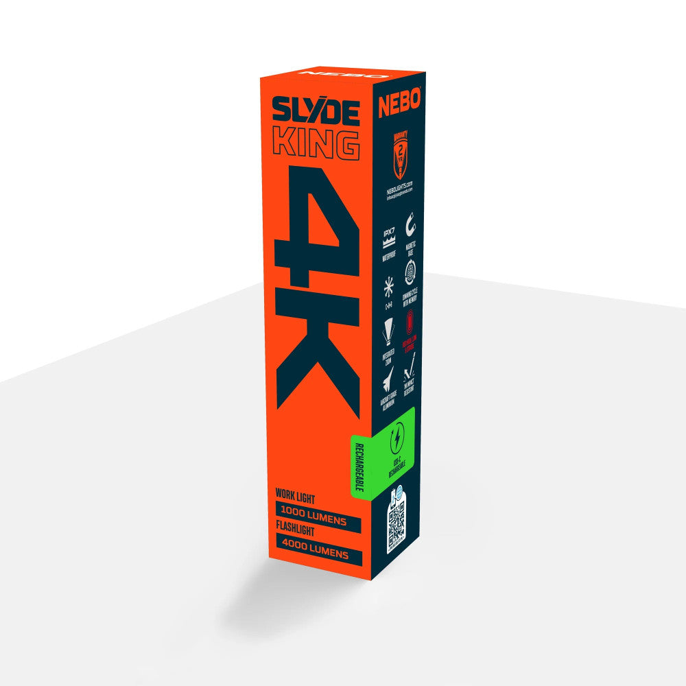 Nebo Slyde King 4K 4000 Lumen Rechargeable Zoomable Flashlight and Work Light - 350 Metres