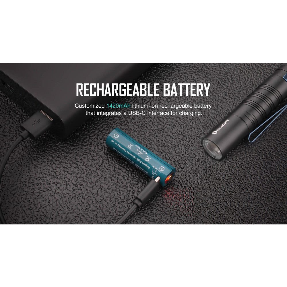 Olight i5R EOS 350 Lumen Tail Switch Pocket Torch with Rechargeable Battery - 64 Metres