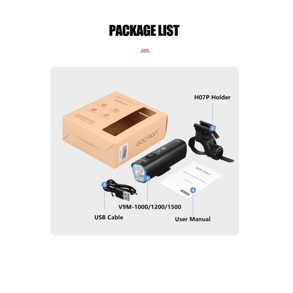 Gaciron V9M-1500 1500 Lumen Rechargeable Bike Light with Light Sensor Mode