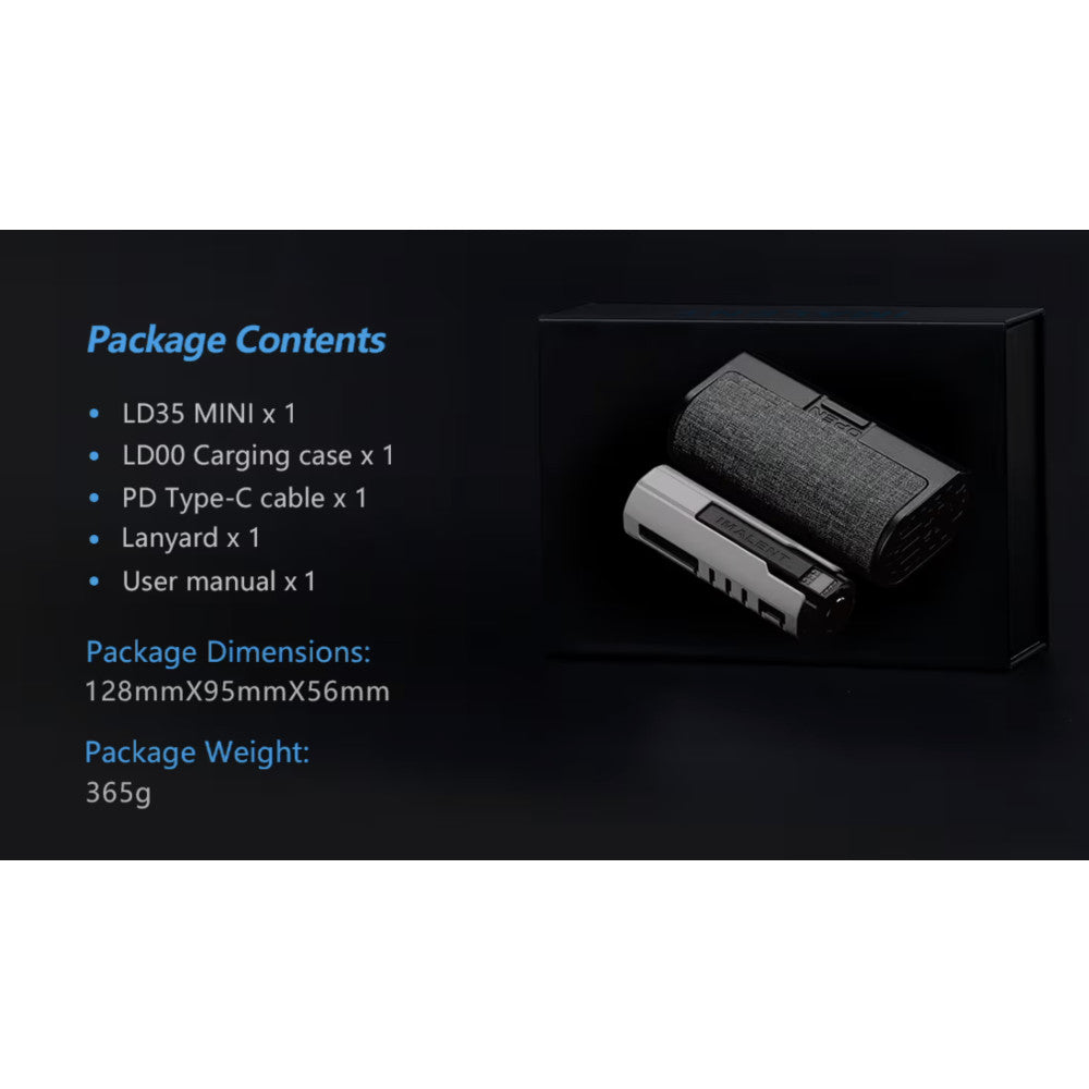 Imalent LD35 1200 Lumen Rechargeable EDC Flashlight with Wireless Charging Case (Micro Arc) - 328 Metres