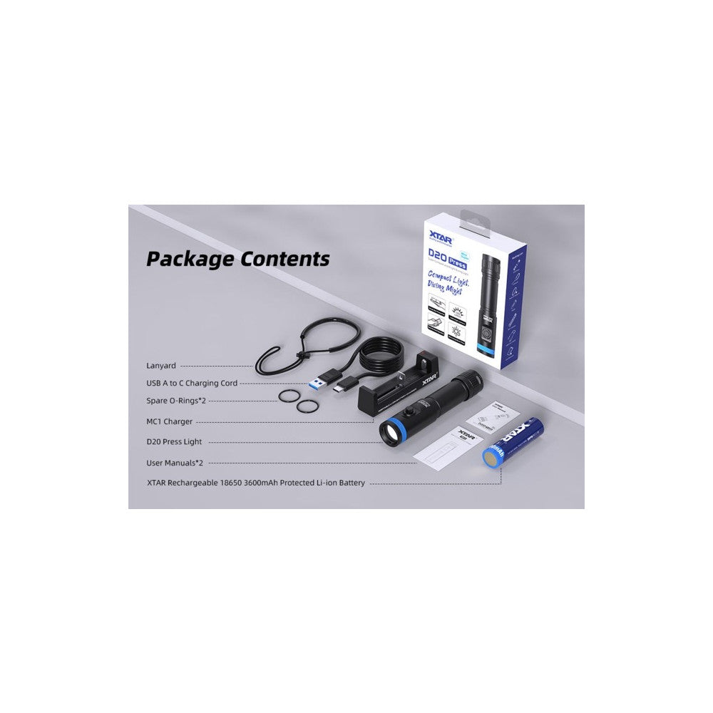 XTAR D20 Press 1200 Lumen Mini Super Compact Diving Light