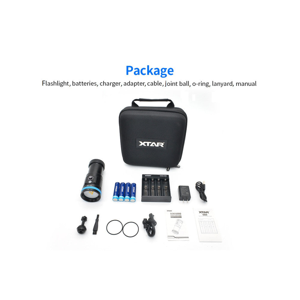 XTAR D30 6000 6000 Lumen Extra Wide Angle Diving Photography Light Kit - High CRI
