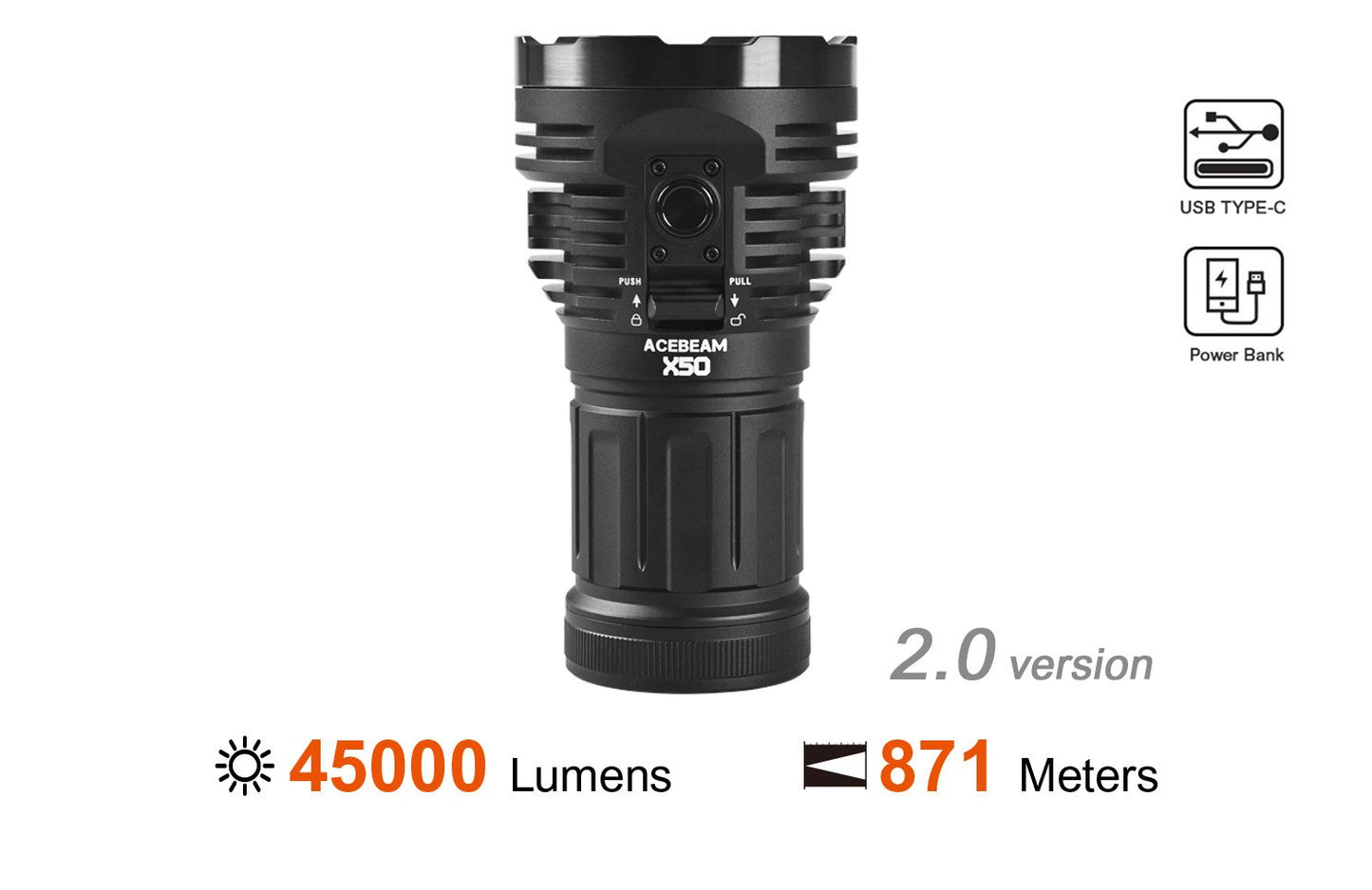 AceBeam X50 2.0 45,000 Lumen Power Bank Flashlight
