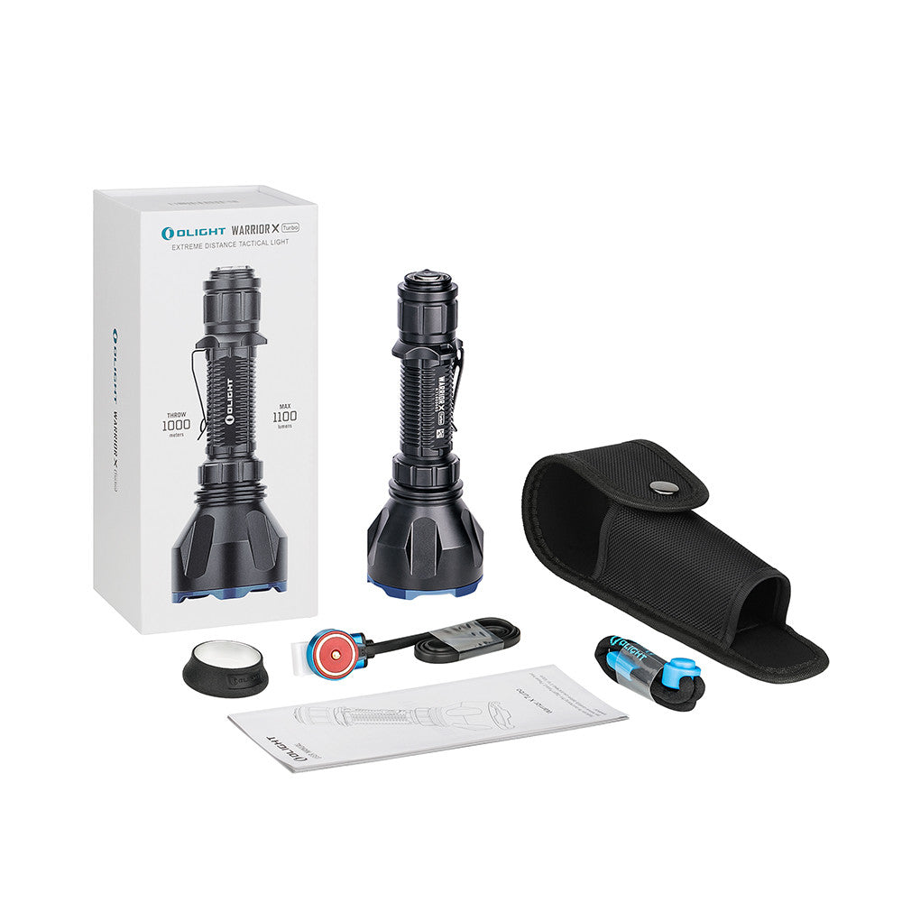 Olight Warrior X Turbo 1100 Lumen Rechargeable Extreme Distance Flashlight - 1000 Metres