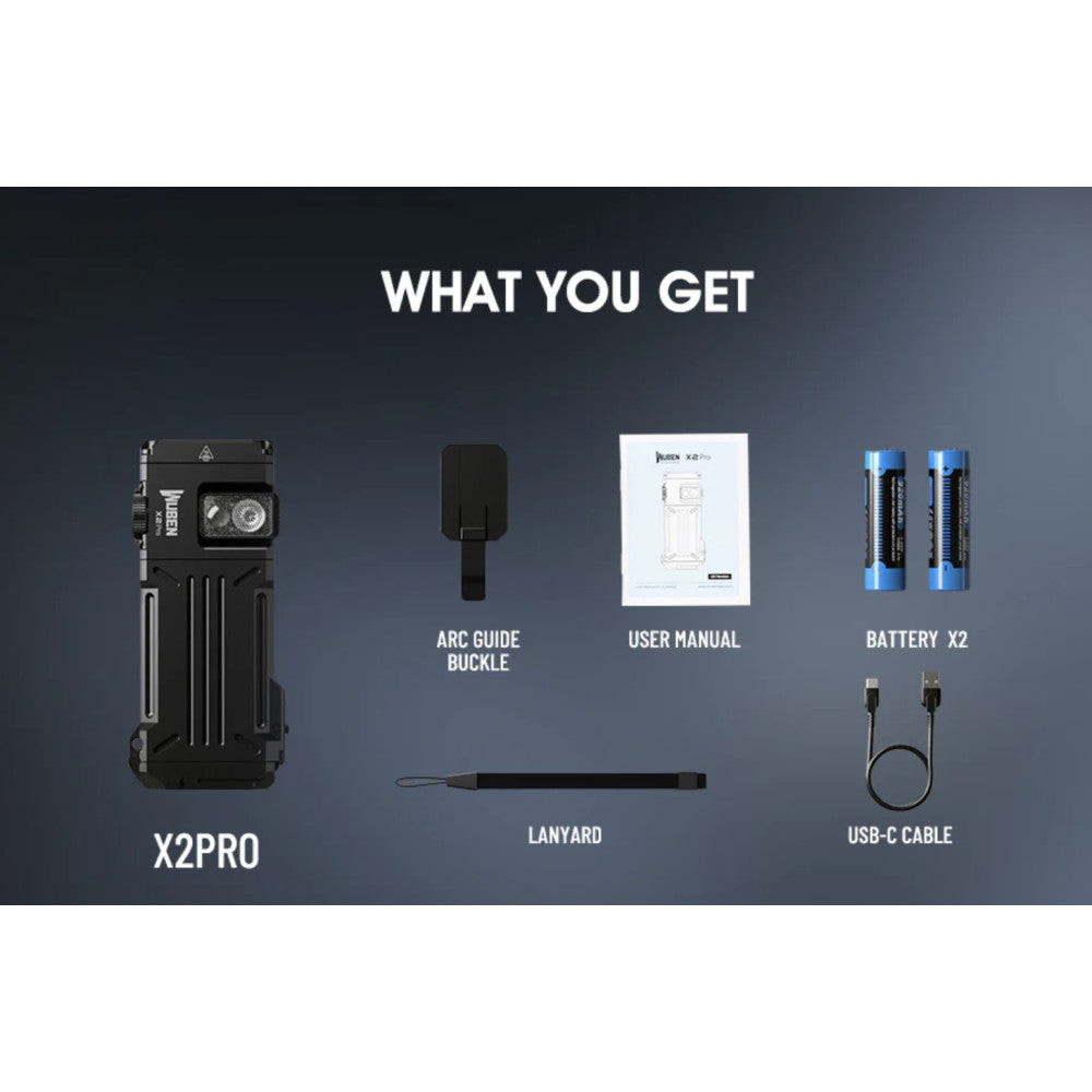 Wuben X2 Pro 1500 Lumen Rechargeable Flashlight with 365nm UV Side Light