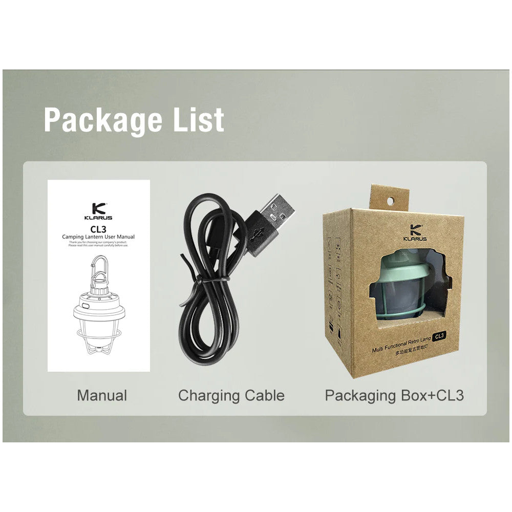 Klarus CL3 280 Lumen Rechargeable Camping Lantern