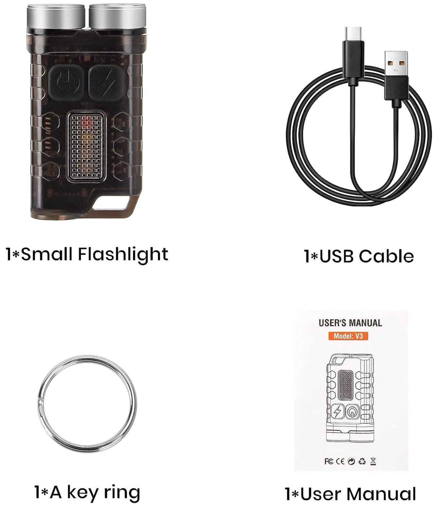 SPERAS V3 900 Lumen Rechargeable Multifunctional Keychain Flashlight - 100 Metres
