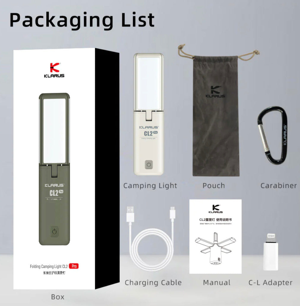 Klarus CL2 Pro Folding Camping Lantern + Flashlight + Power Bank (14,000mAh)