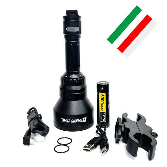 SPERAS TH6 600 Lumen Rechargeable 4-in-1 Zoomable Hunting Flashlight Kit - 1173 Metres