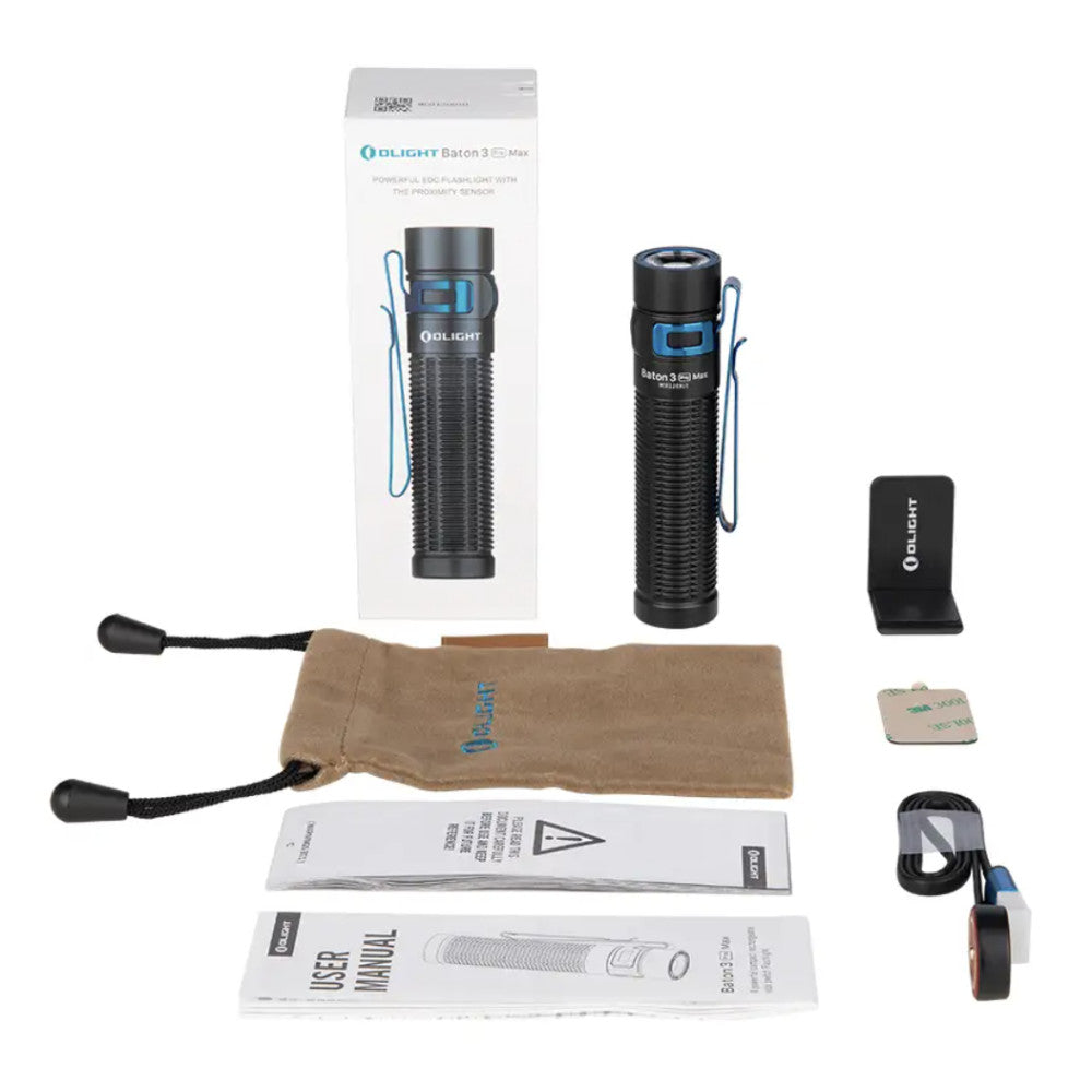 Olight Baton 3 Pro Max 2500 Lumen Rechargeable EDC Flashlight with Proximity Sensor - 145 Metres