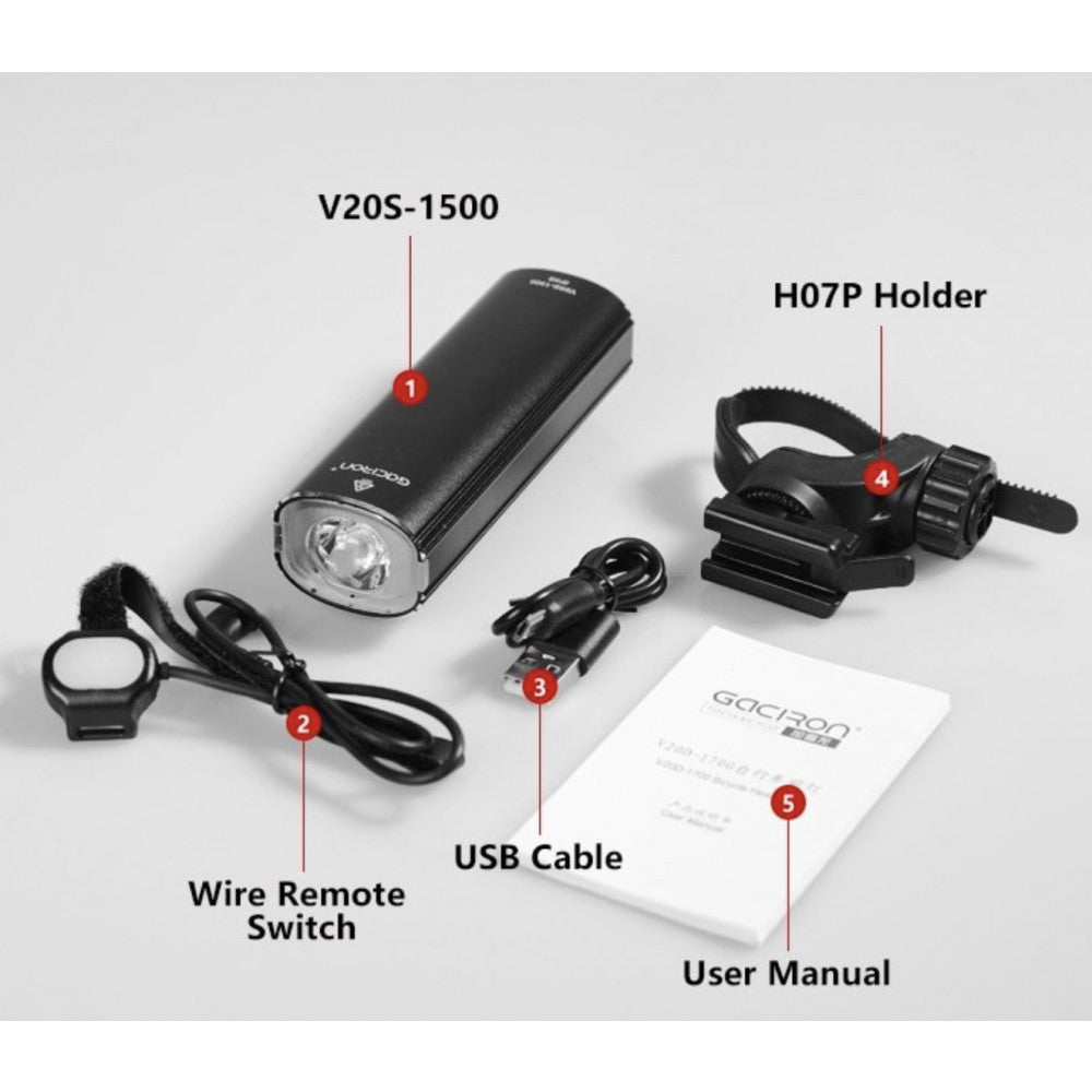 Gaciron V20S-1500 2 in 1 Front and Rear Combination Bike Light