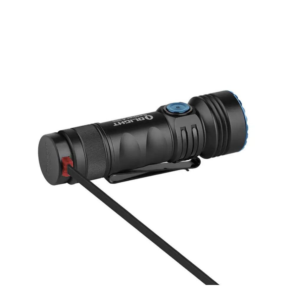 Olight Seeker 4 Mini 1200 Lumen Rechargeable Dual Light Source Flashlight - Cool White and 365nm UV