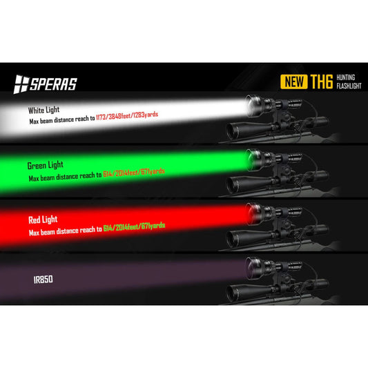 SPERAS TH6 600 Lumen Rechargeable 4-in-1 Zoomable Hunting Flashlight Kit - 1173 Metres