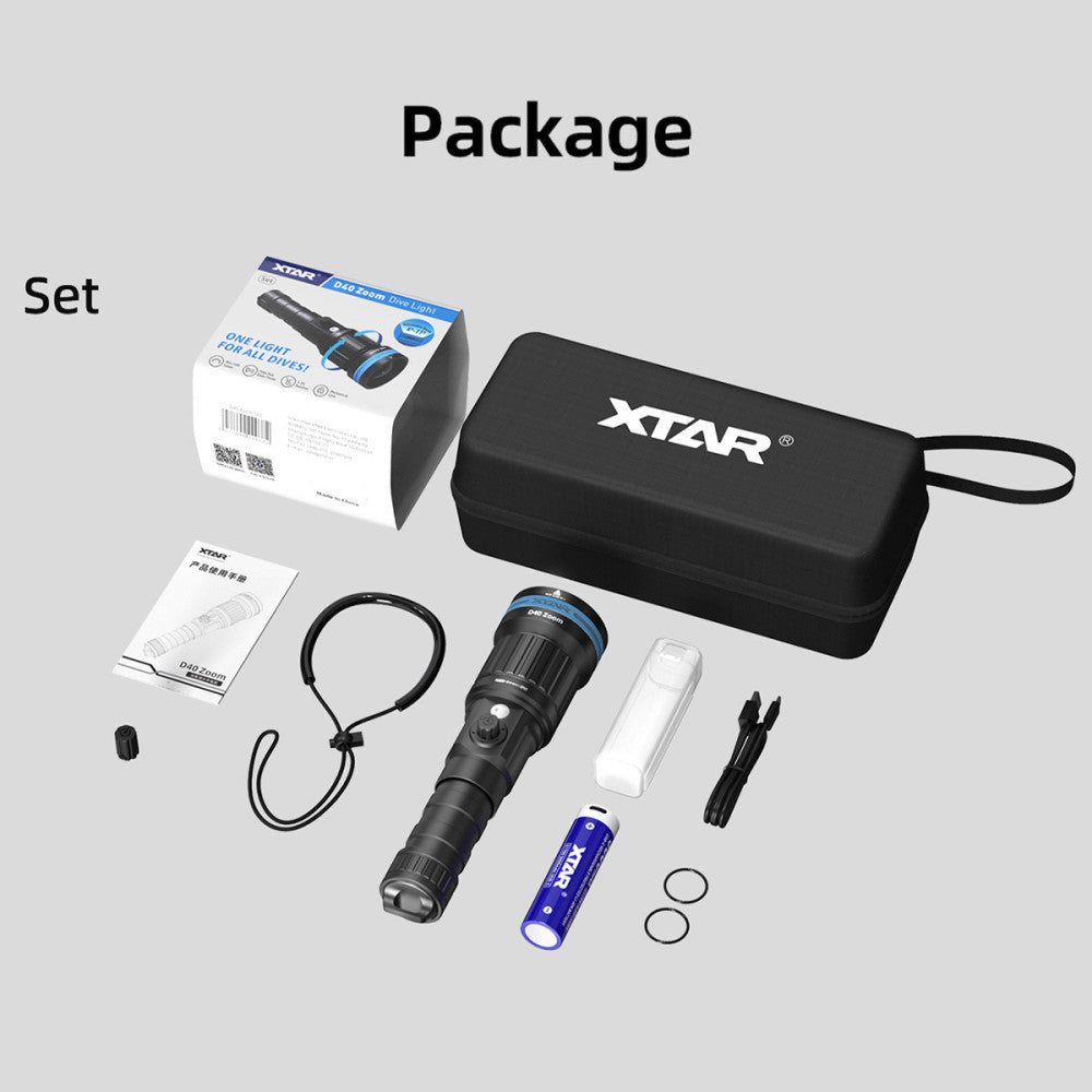 XTAR D40 ZOOM 1600 Lumen Adjustable Beam Dive Light