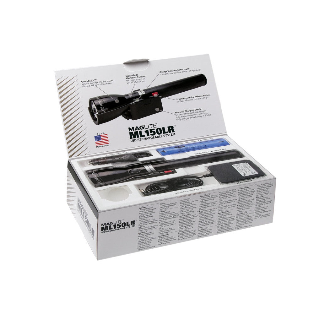 MagLite ML150LR 1082 Lumen LED Rechargeable Flashlight System - 458 Metres
