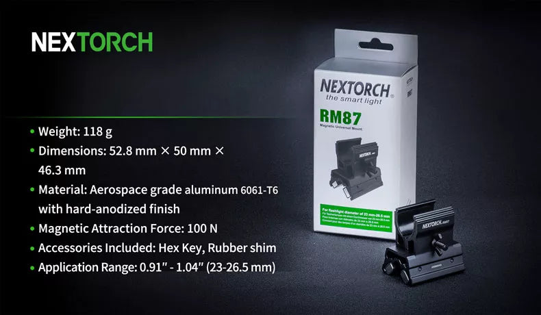 Nextorch RM87 Magnetic Mount for 23-26.5mm Diameter Flashlight