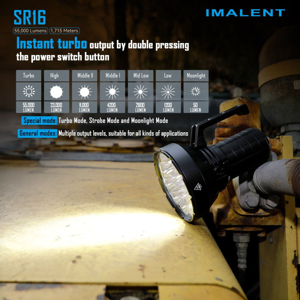 Imalent SR16 55,000 Lumen Rechargeable Searchlight - 1715m