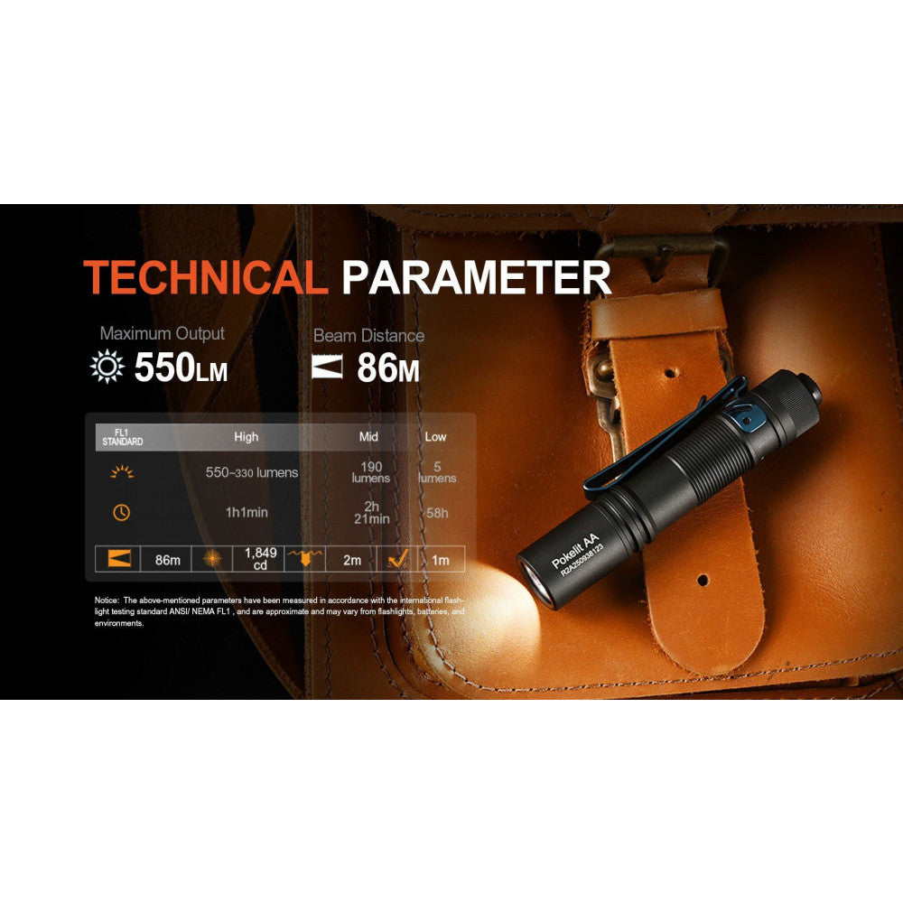AceBeam Pokelit 550 Lumen AA EDC Flashlight - Orange