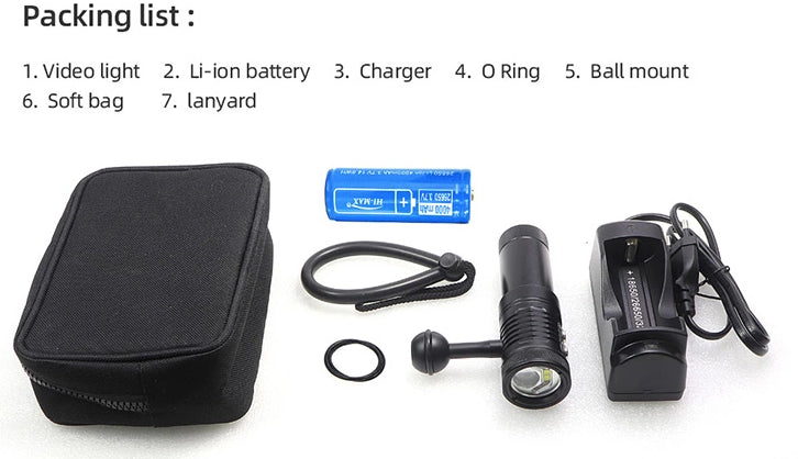 Hi-Max V17 2200 Lumen Professional Photo/Video Torch (Auto Flash LED and White/Red UV Light)