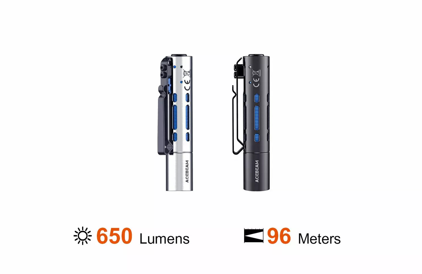 AceBeam Rider RX 650 Lumen Rechargeable EDC Flashlight - Silver