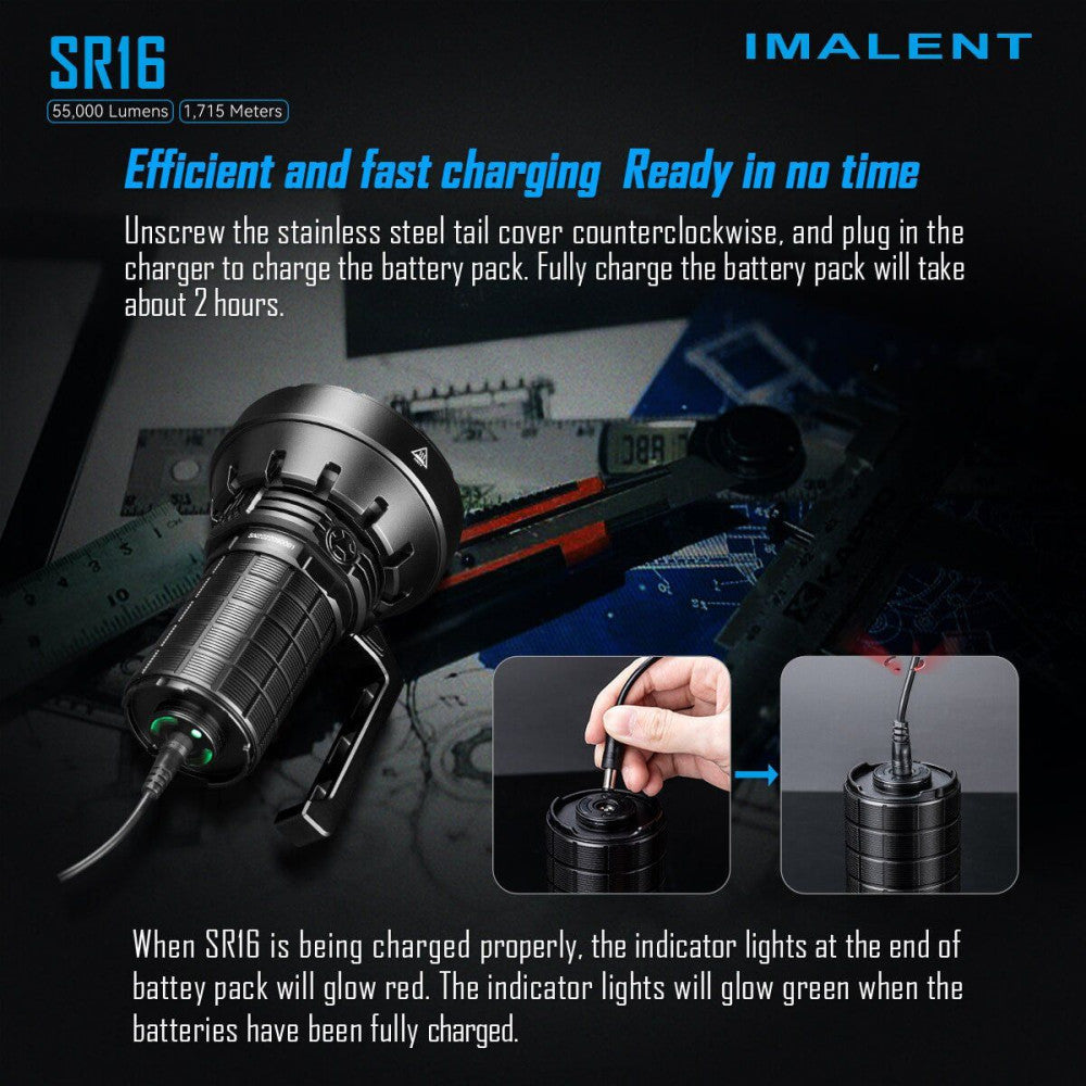 Imalent SR16 55,000 Lumen Rechargeable Searchlight - 1715m