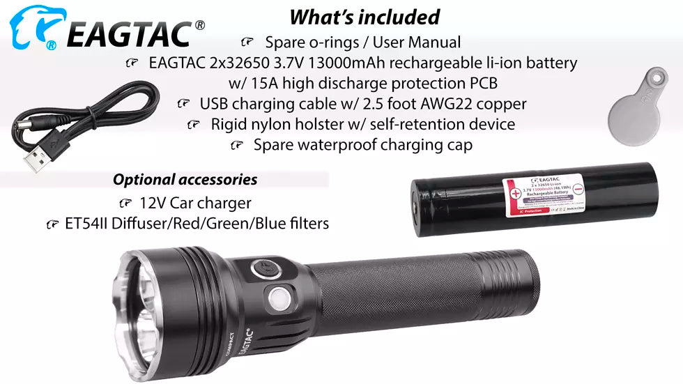 EagleTac MX30L2C-R 3100 Lumen USB Rechargeable Flashlight - 735m