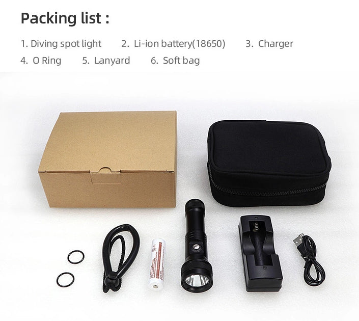 Hi-Max HD01 1300 Lumen Rechargeable Dive Torch Black