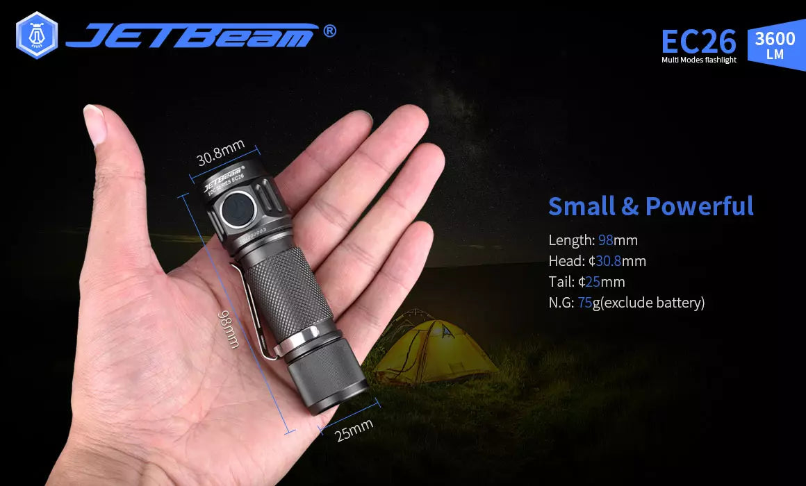 JETBeam EC26 3600 Lumen Powerful EDC Pocket Flashlight