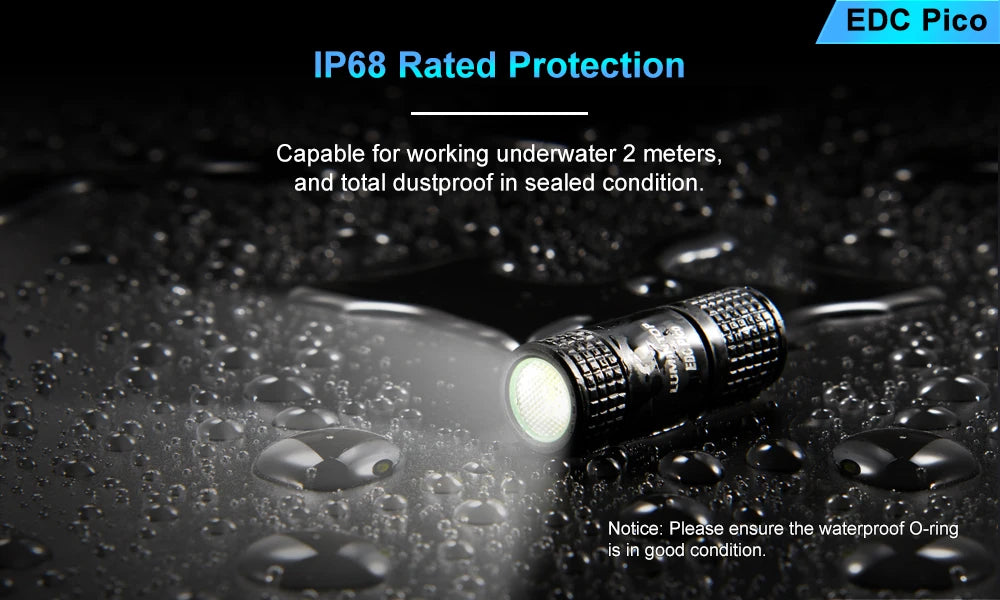 Lumintop EDC Pico 130 Lumen USB Rechargeable Keyring Flashlight Black