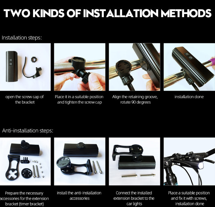 Hi-Max 1800 Lumen Rechargeable Bicycle Headlight and Tail Light Set