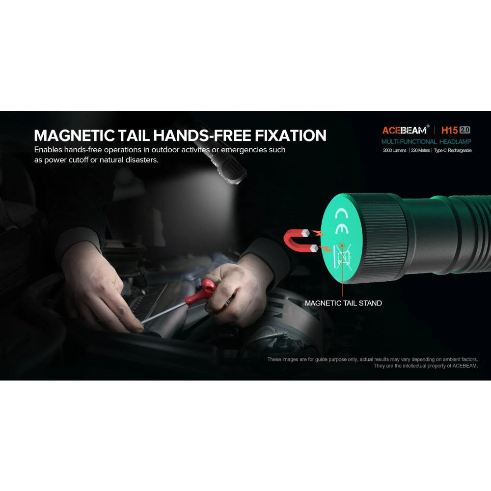 AceBeam H15 2.0 2800 Lumen Rechargeable Headlamp/Flashlight - Torch Depot