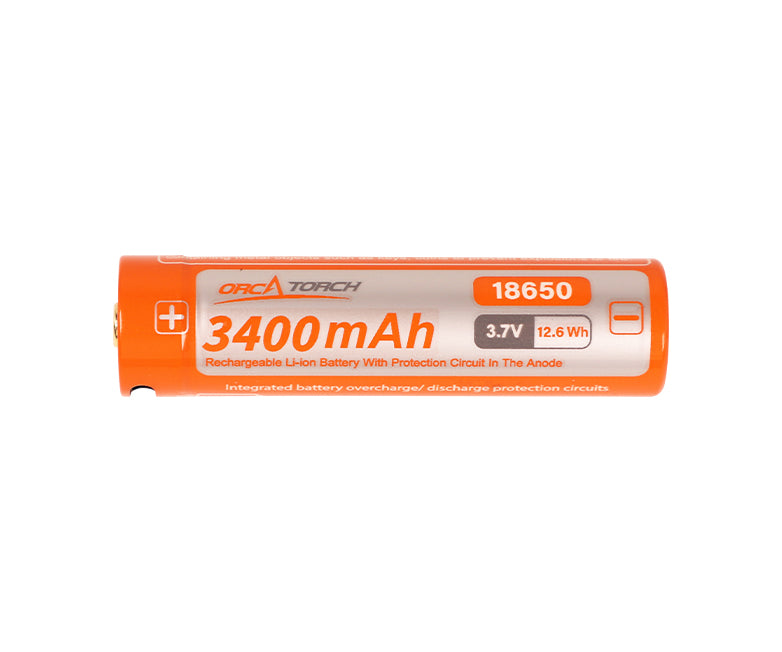 OrcaTorch 18650 USB-C Rechargeable Battery - 3400mAh