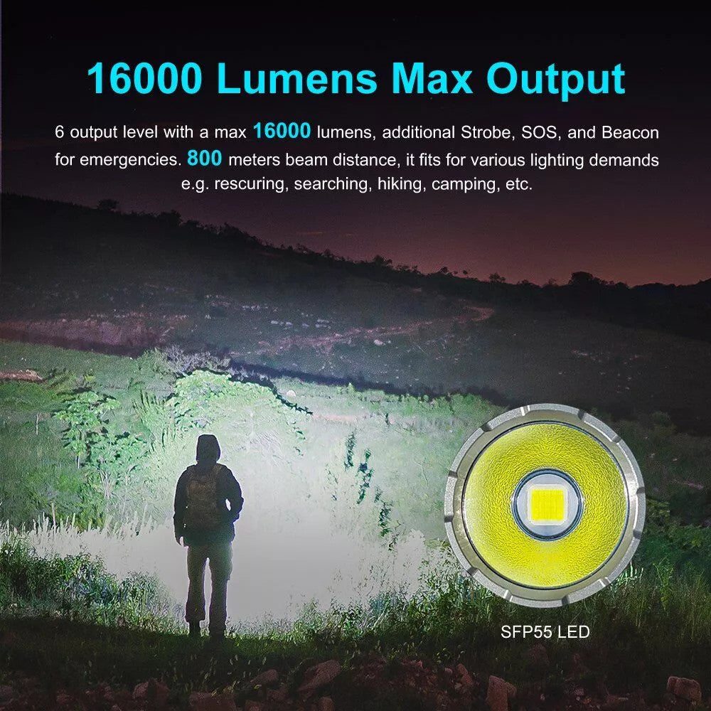 Lumintop Rattlesnake 16,000 Lumen Rechargeable Flashlight - 800 Metres