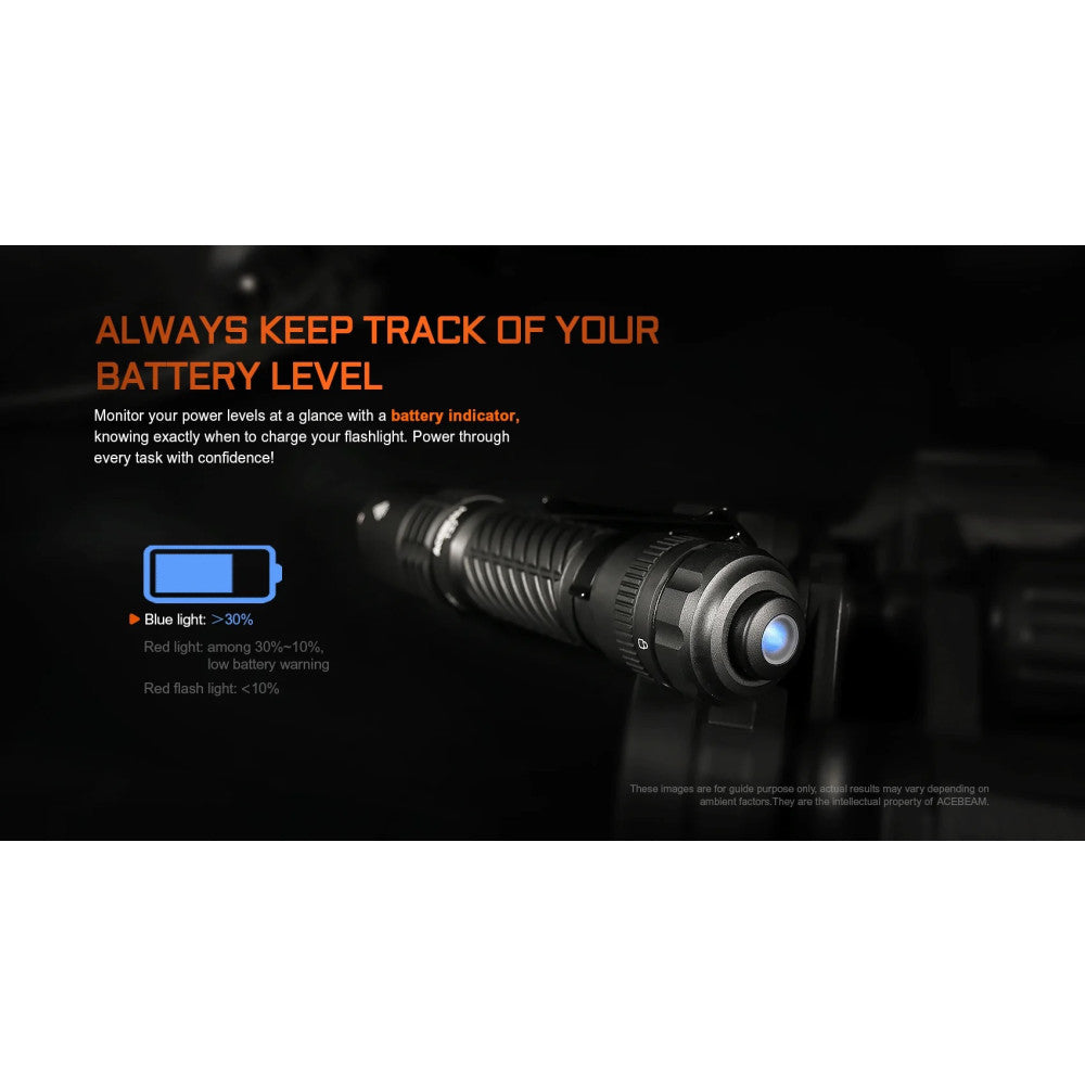 AceBeam T37 4000 Lumen Tactical and Duty Flashlight - 440 Metres