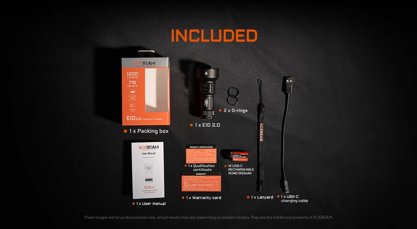 AceBeam E10 2.0 Ultra Compact Long-Range EDC Thrower - 1200 Lumens, 715 Metres