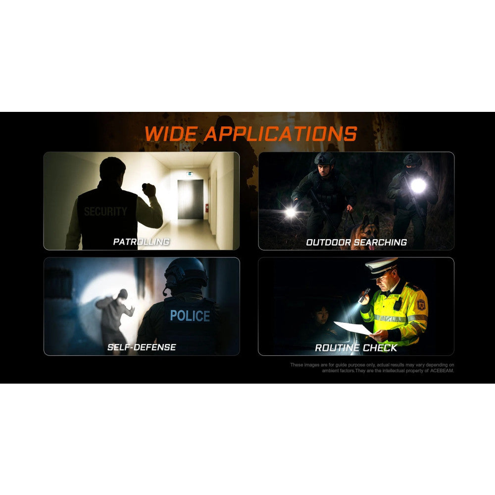 AceBeam T37 4000 Lumen Tactical and Duty Flashlight - 440 Metres