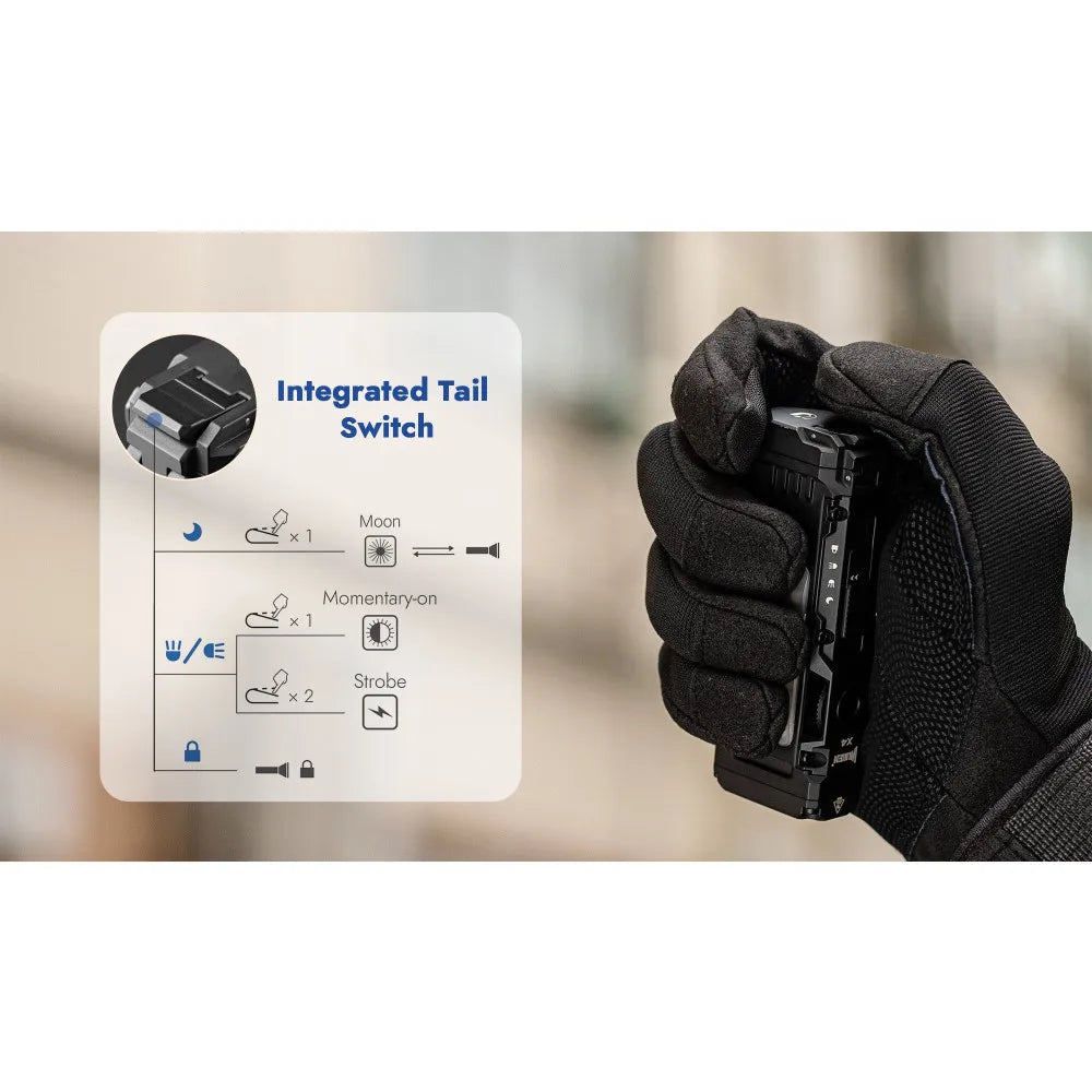 Wuben X4 1500 Lumen Compact EDC Flashlight - 205 Metres (Black)