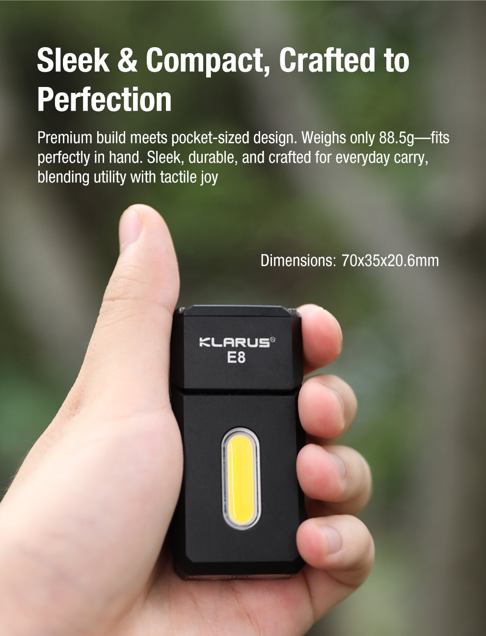 Klarus E8 Triple-Light Swivel-Head EDC Torch Black - 1000 Lumens