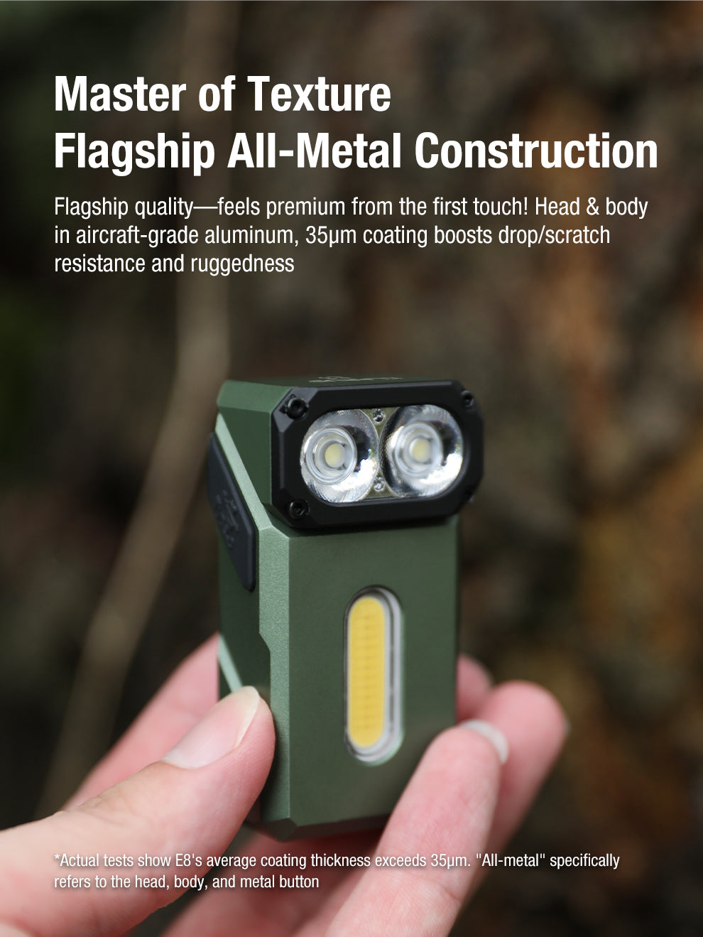 Klarus E8 Triple-Light Swivel-Head EDC Torch Black - 1000 Lumens