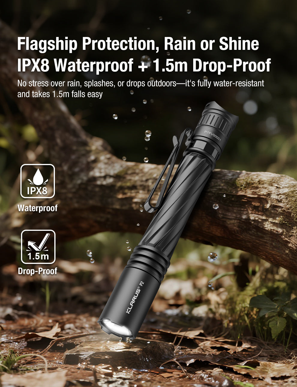 Klarus P2 EDC 2AA Flashlight - 1000 Lumens, 270 Metres