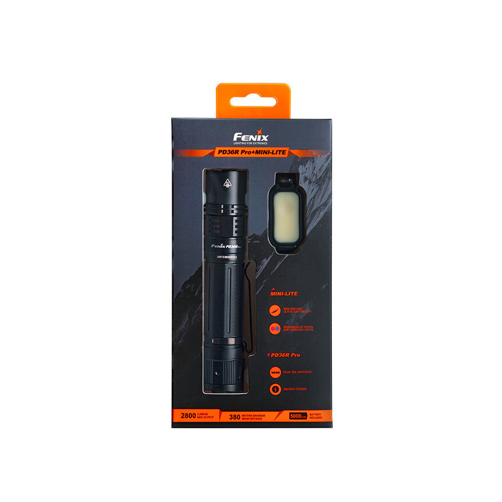 Fenix PD36R PRO Rechargeable Tactical Flashlight + Bonus Mini-Lite - 2800 Lumens, 380 Metres