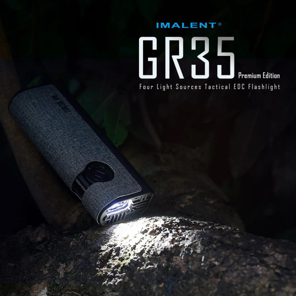 Imalent GR35 PE 2800 Lumen Rechargeable Flat Flashlight with Green Laser/UV/Police Lights - 426 Metres