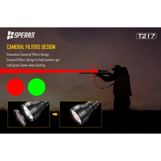 SPERAS T217K 1400 Lumen Rechargeable Hunting Flashlight Kit 1400 Metres