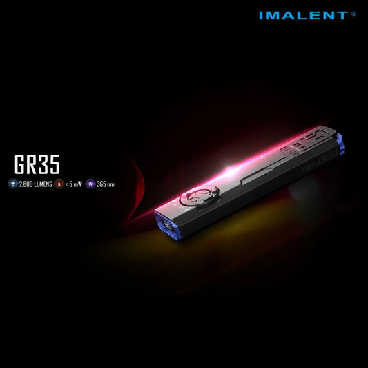 Imalent GR35 2800 Lumen Rechargeable Flat Flashlight with Red Laser/UV/Police Lights - 426 Metres
