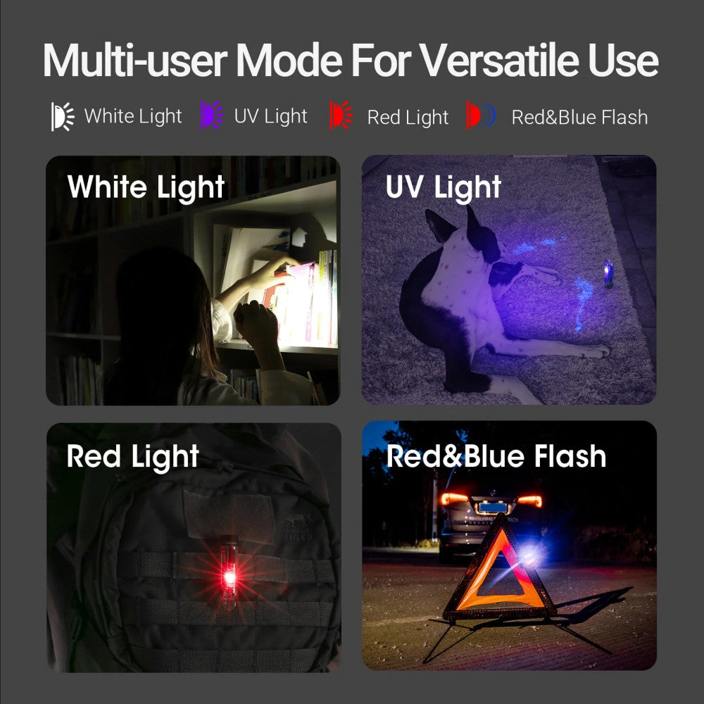 NEXTORCH K40 Rechargeable White/Red/Blue + UV Keychain Flashlight