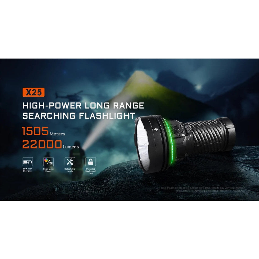 AceBeam X25 22,000 Lumen High-Power Long Range Flashlight - 1505 Metres