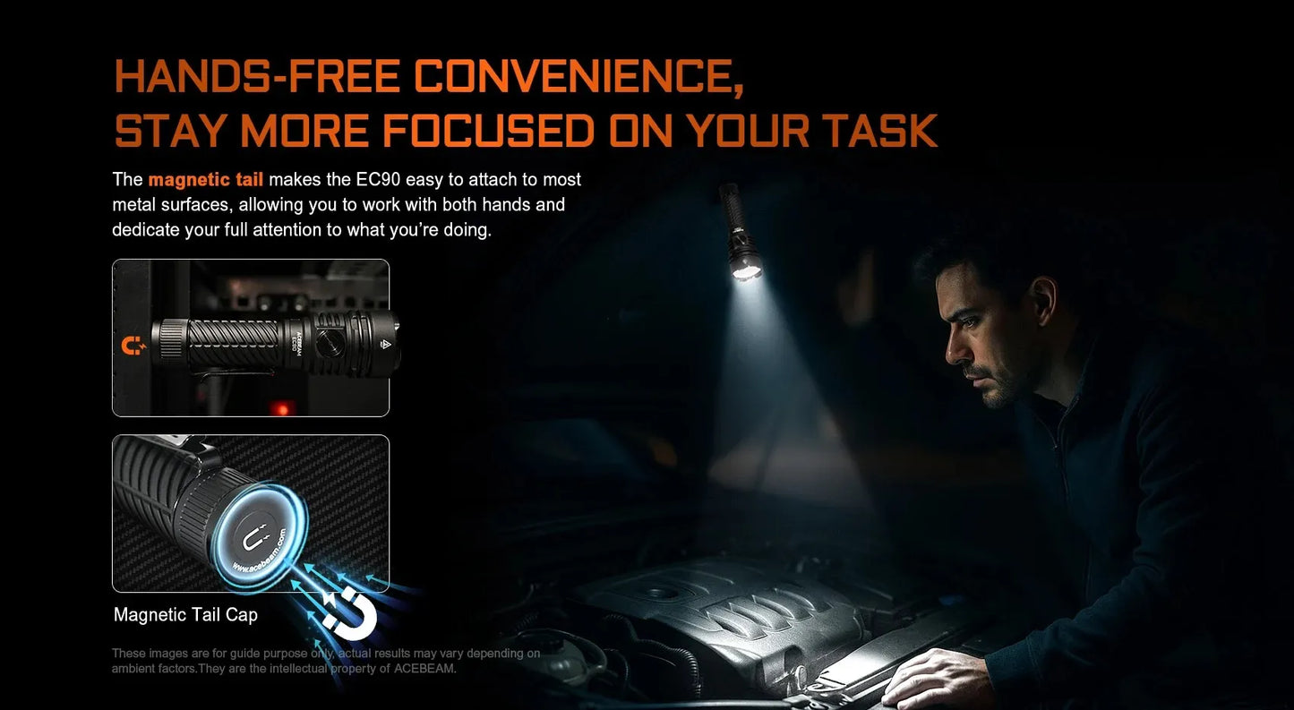 AceBeam EC90 4300 Lumen Long Range EDC Flashlight - 573 Metres