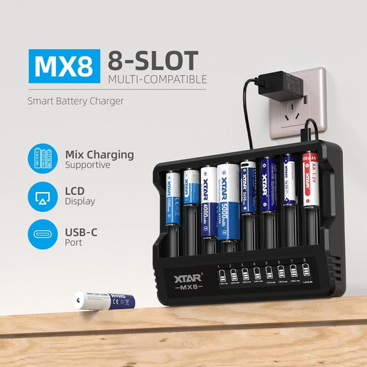 XTAR MX8 Smart Battery Charger with 8-Slots