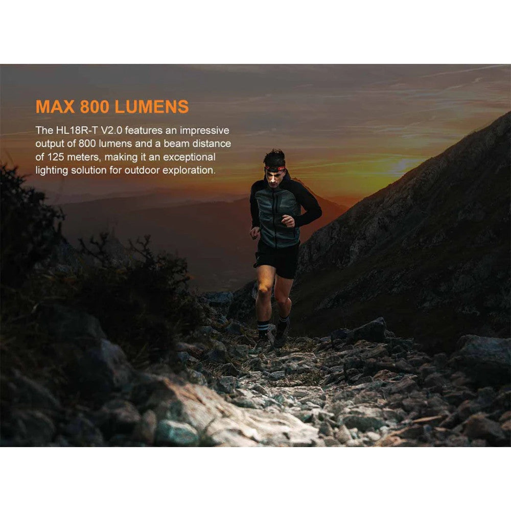 Fenix HL18R-T V2.0 Rechargeable Lightweight Headlight - 800 Lumens, 125 Metres